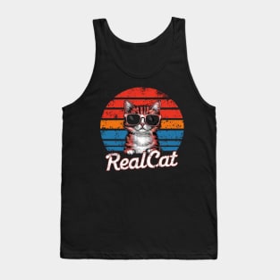 Real Cat Funny Vintage Retro Cat t-shirt for women & Men Cat Tank Top